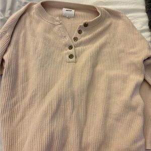 Aerie Cream Ribbed Button-Up Sweater